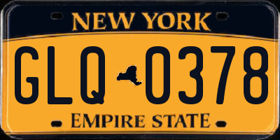 NY license plate GLQ0378