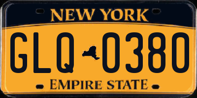 NY license plate GLQ0380