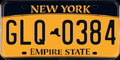 NY license plate GLQ0384