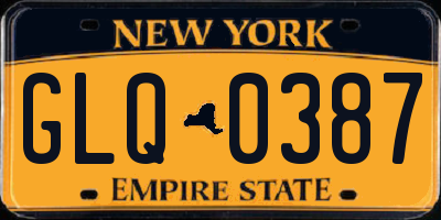 NY license plate GLQ0387