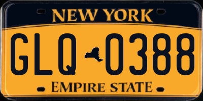 NY license plate GLQ0388