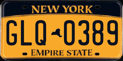 NY license plate GLQ0389