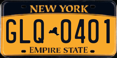 NY license plate GLQ0401