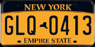NY license plate GLQ0413