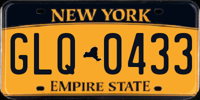 NY license plate GLQ0433