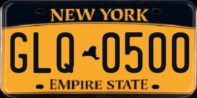 NY license plate GLQ0500