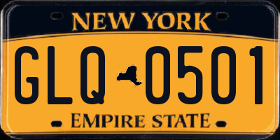 NY license plate GLQ0501