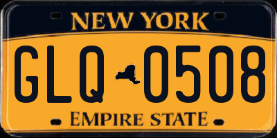 NY license plate GLQ0508