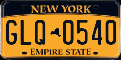 NY license plate GLQ0540
