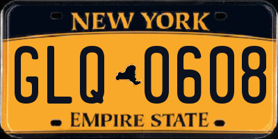 NY license plate GLQ0608