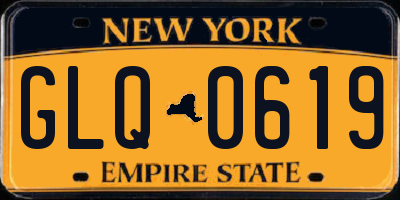 NY license plate GLQ0619
