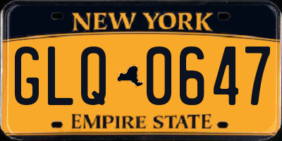 NY license plate GLQ0647