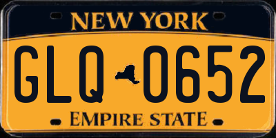 NY license plate GLQ0652