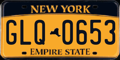 NY license plate GLQ0653