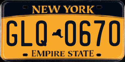 NY license plate GLQ0670