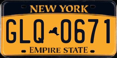 NY license plate GLQ0671