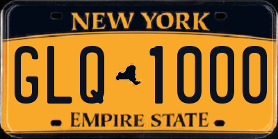 NY license plate GLQ1000