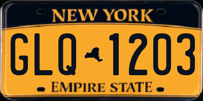 NY license plate GLQ1203