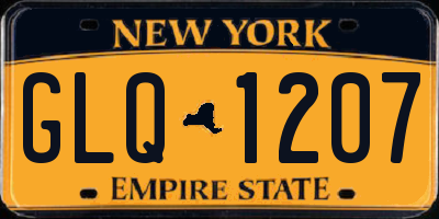 NY license plate GLQ1207
