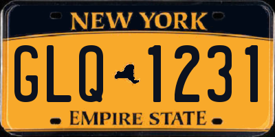 NY license plate GLQ1231