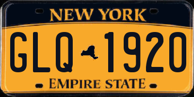 NY license plate GLQ1920