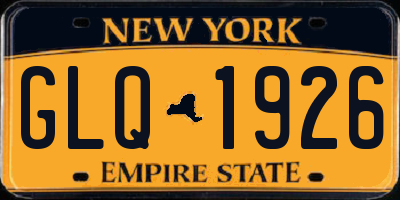 NY license plate GLQ1926