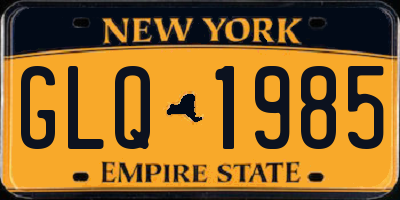 NY license plate GLQ1985