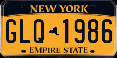 NY license plate GLQ1986