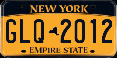 NY license plate GLQ2012