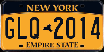 NY license plate GLQ2014