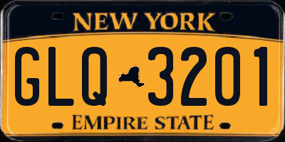 NY license plate GLQ3201