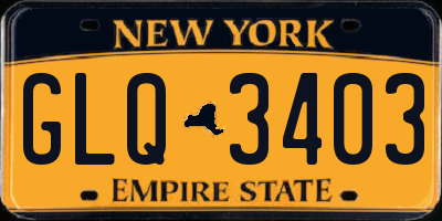 NY license plate GLQ3403