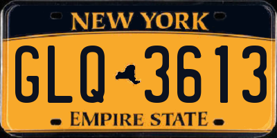 NY license plate GLQ3613