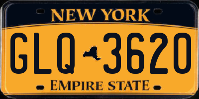 NY license plate GLQ3620