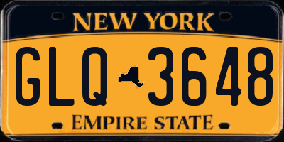 NY license plate GLQ3648