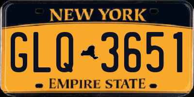 NY license plate GLQ3651