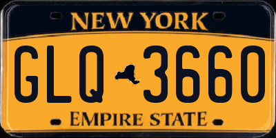 NY license plate GLQ3660