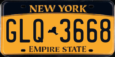 NY license plate GLQ3668
