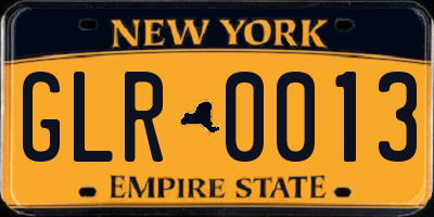 NY license plate GLR0013