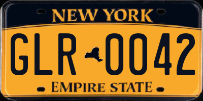 NY license plate GLR0042