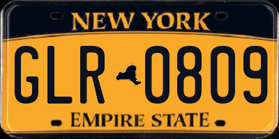 NY license plate GLR0809