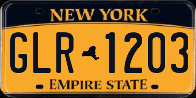 NY license plate GLR1203