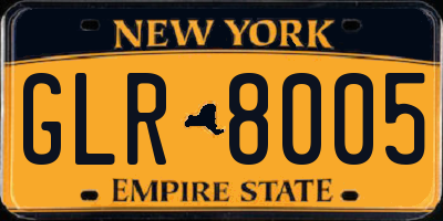 NY license plate GLR8005