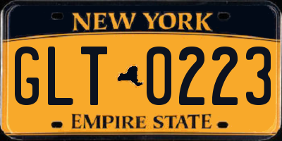 NY license plate GLT0223