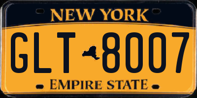 NY license plate GLT8007