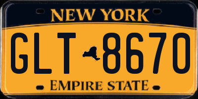 NY license plate GLT8670
