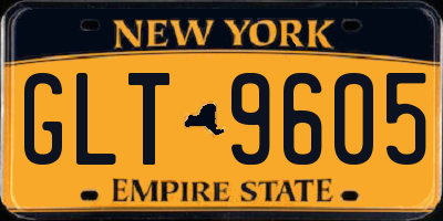 NY license plate GLT9605