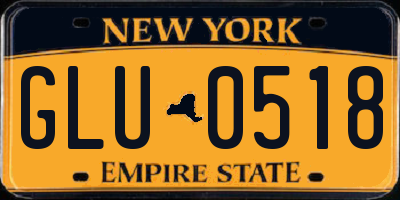NY license plate GLU0518