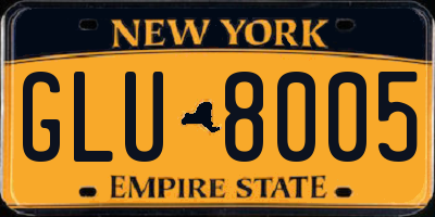 NY license plate GLU8005