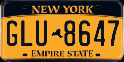 NY license plate GLU8647